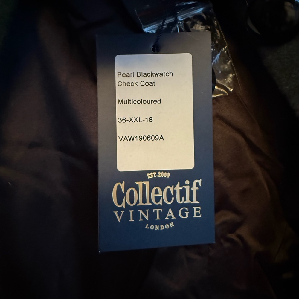 Collectif Plaid Coat with Faux Fur Trim - Picture 6 of 8